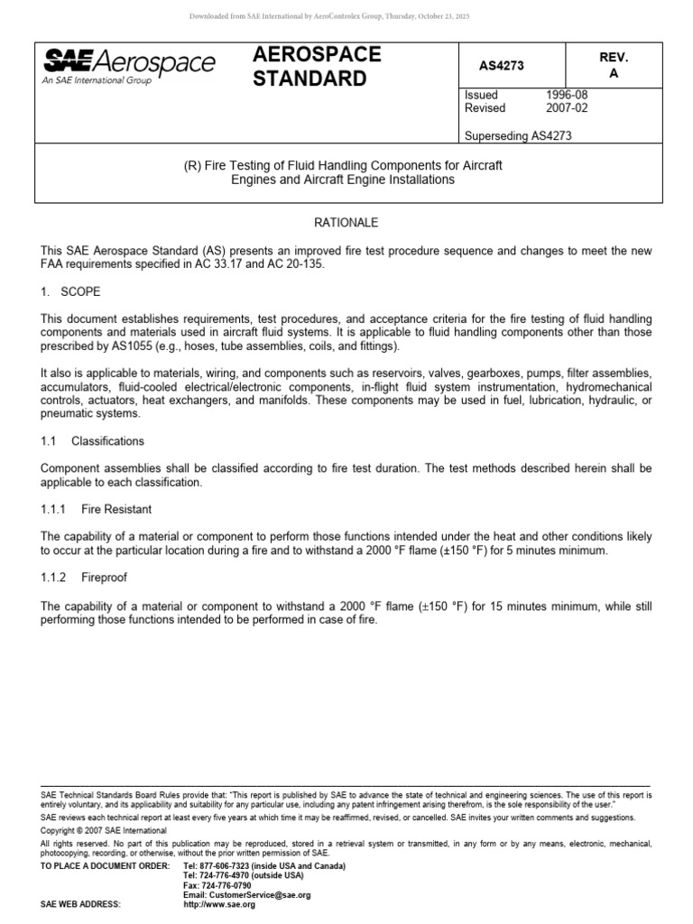 Fire Testing Standards for Aircraft Components | PDF | Leak | Calibration