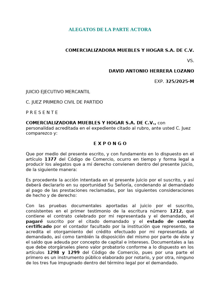 Alegatos de La Parte Actora | PDF