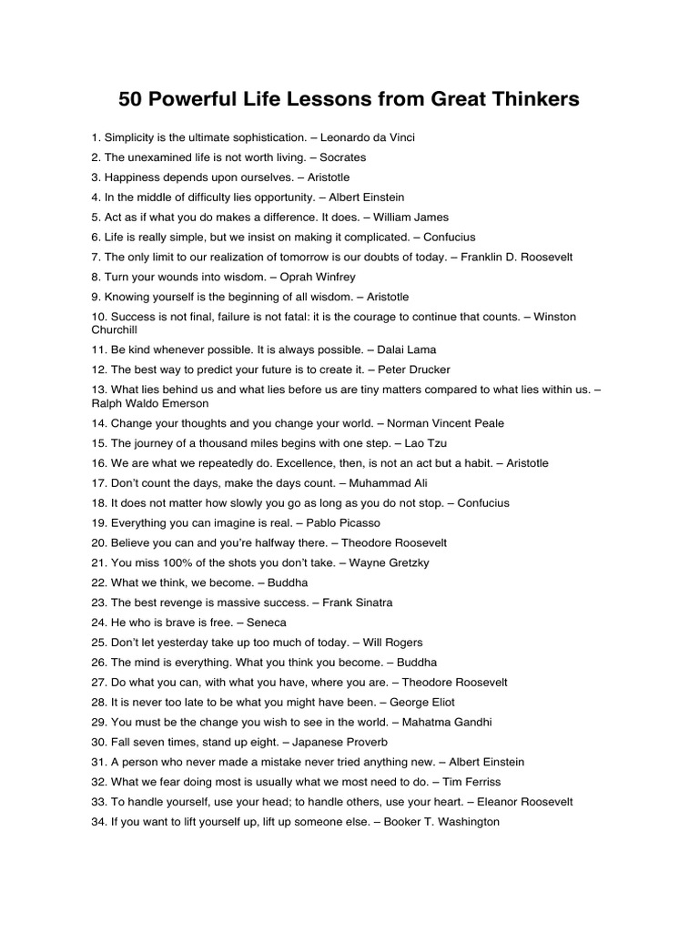 Life Lessons from Great Thinkers | PDF