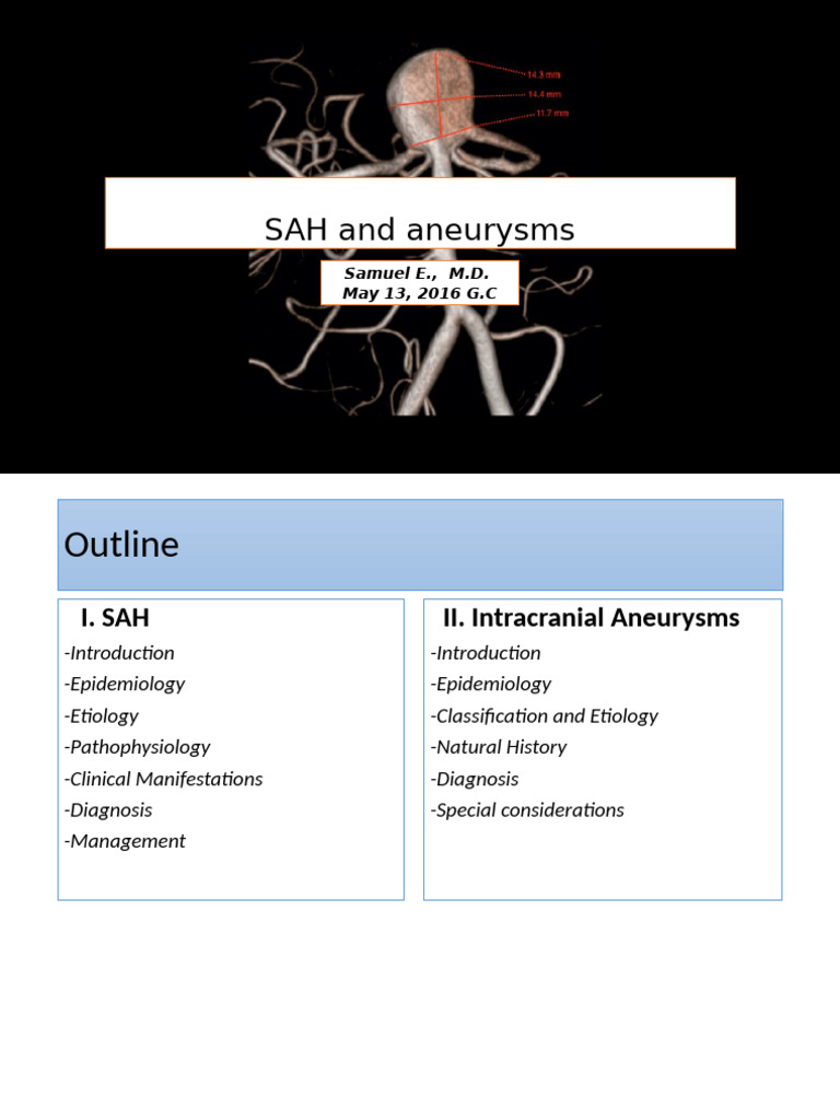 SAH and Intracranial Aneurysms Overview | PDF | Angiology | Diseases ...