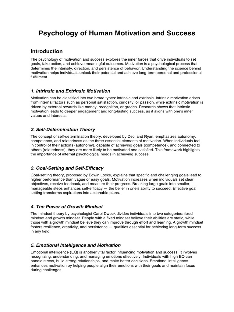 Understanding Human Motivation for Success | PDF | Motivational ...