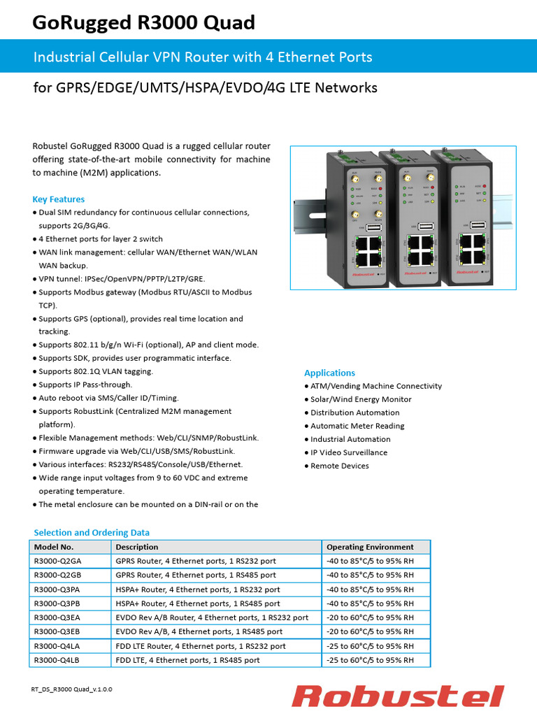 Rugged Cellular Router R3000 Quad | PDF | Ieee 802.11 | Computer ...