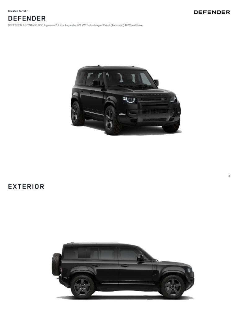 2023 Land Rover Defender X-Dynamic HSE Specs | PDF | Vehicle Technology ...