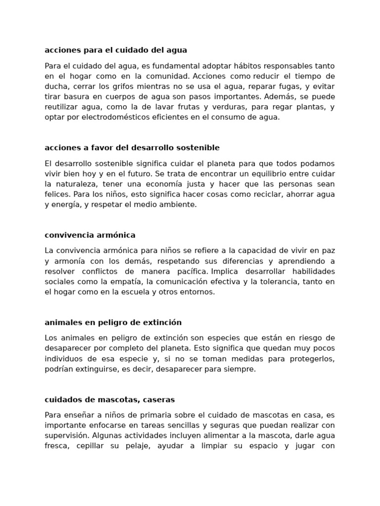 Acciones para Cuidar el Agua y el Planeta | PDF | Agua | Desarrollo ...