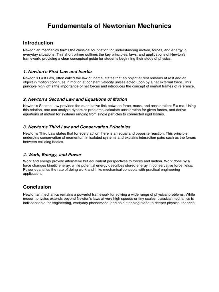 Newtonian Mechanics Explained | PDF