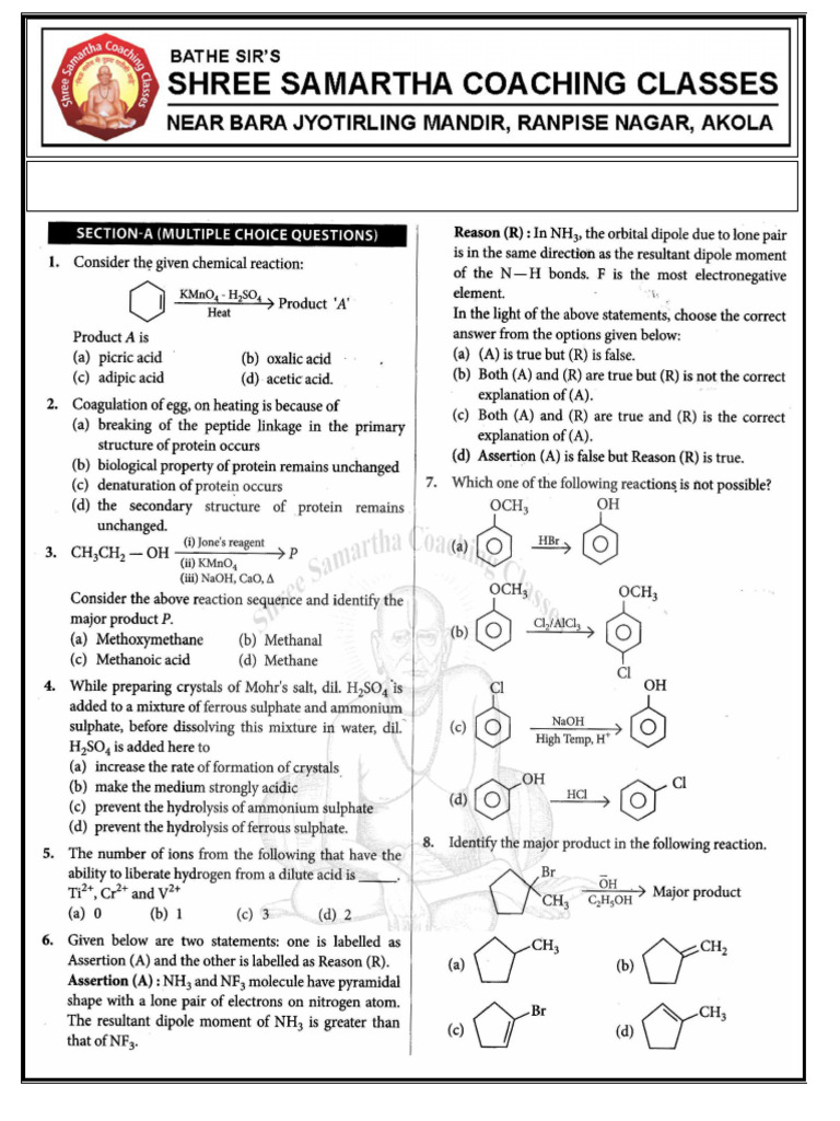 12th IIT Adv Test 4 | PDF