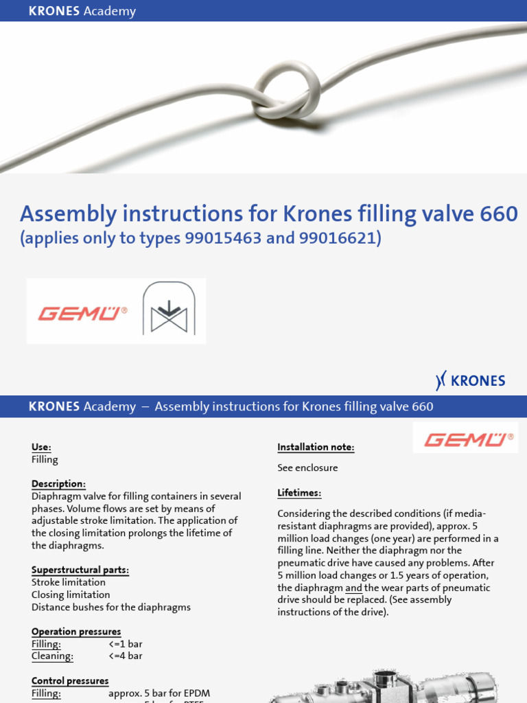 Krones Filling Valve 660 Assembly Guide | PDF | Valve | Gas Technologies