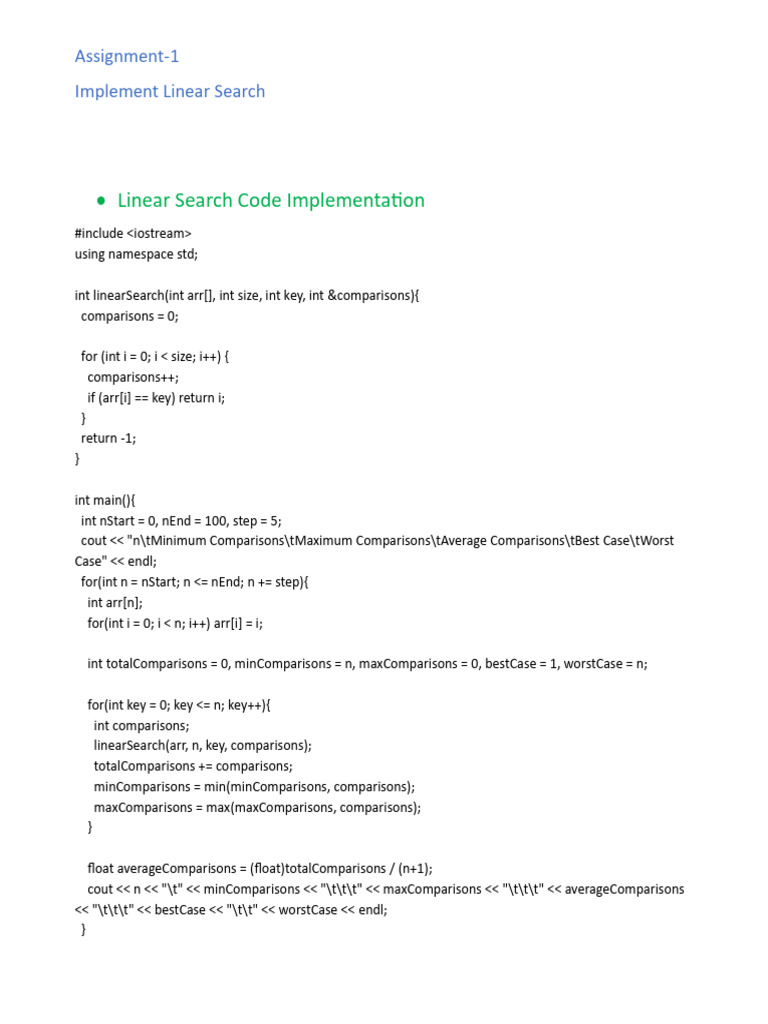 Linear Search Implementation & Analysis | PDF