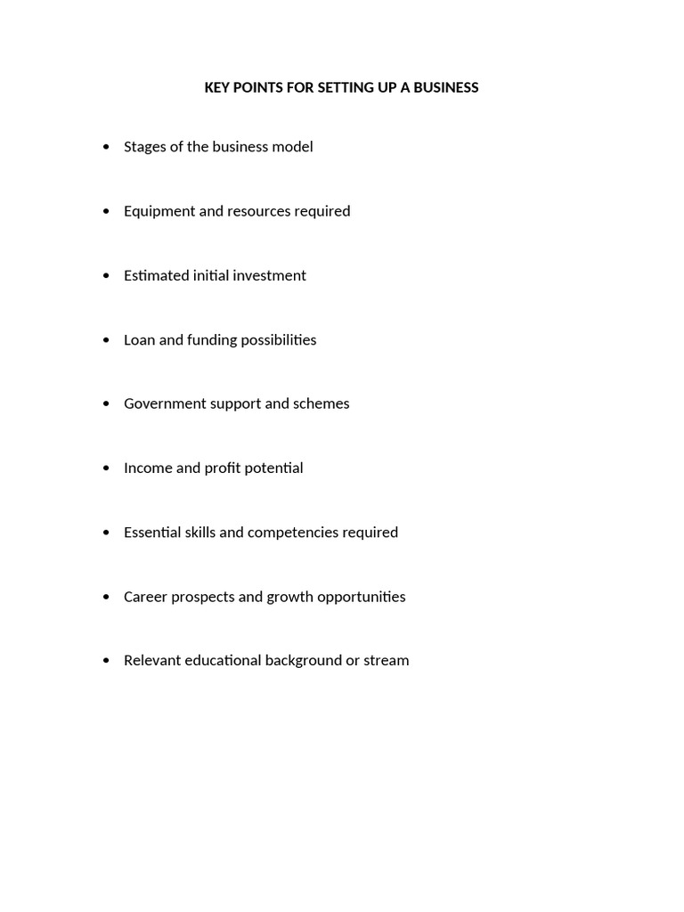 Business Setup Guide: Key Points | PDF