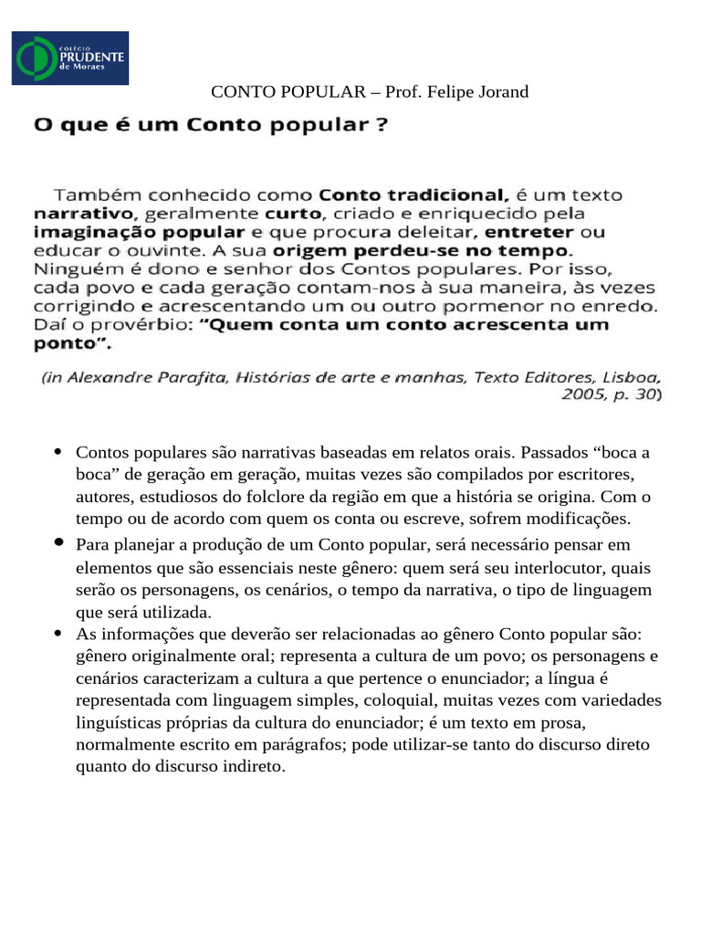 Características do Conto Popular | PDF