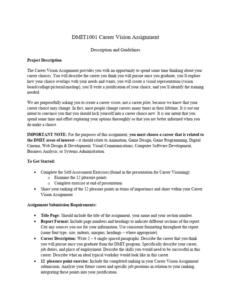 DMIT1001 Career Vision Assignment | PDF | Human Communication | Cognition