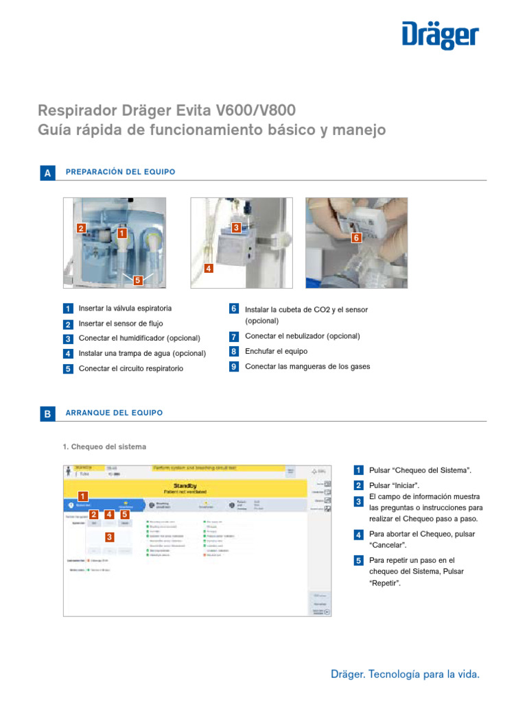 Guía rápida respirador Dräger V800 | PDF