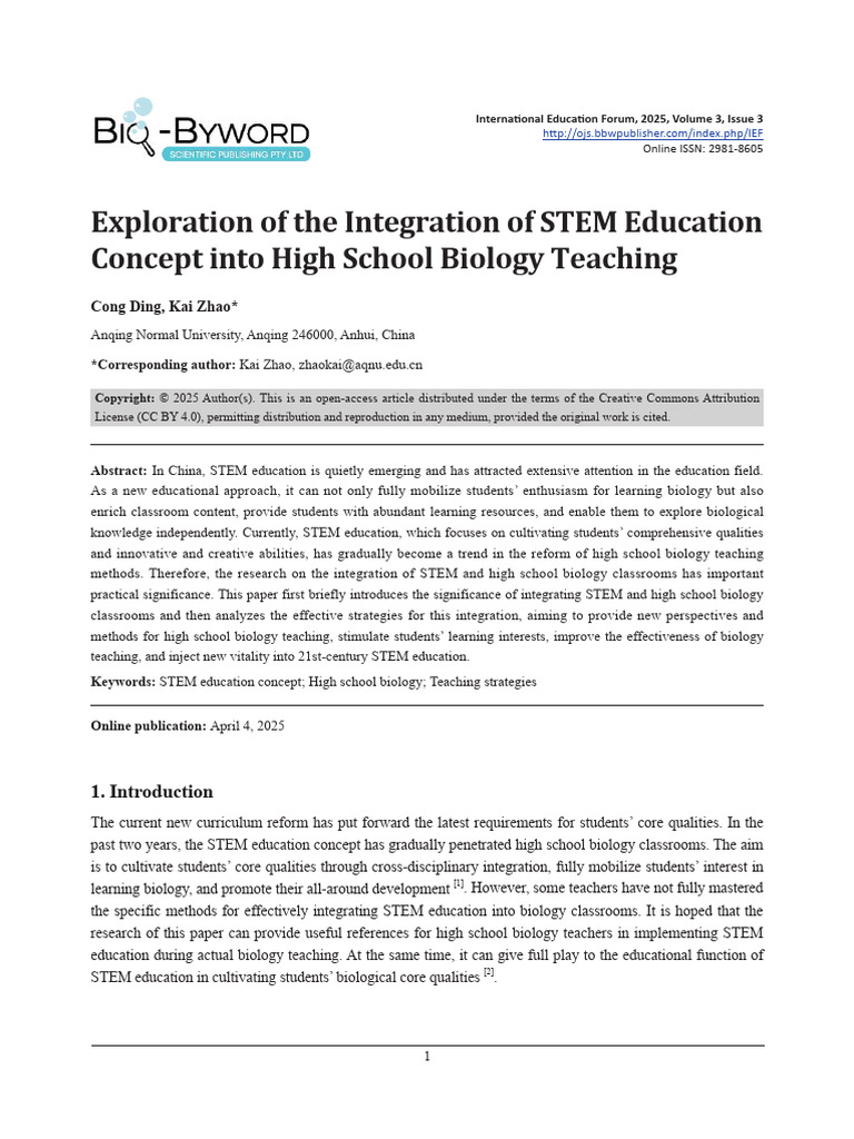 Integrating STEM in High School Biology | PDF | Knowledge | Teachers