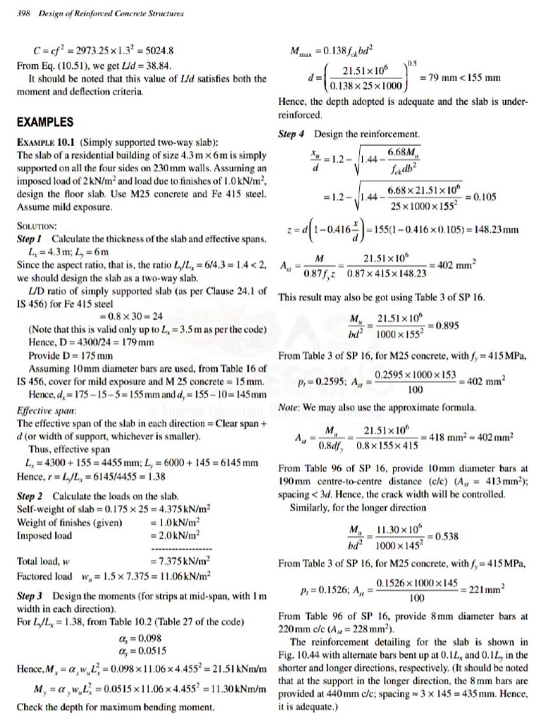 Two-Way Slab Design Example IS 456 | PDF | Civil Engineering ...