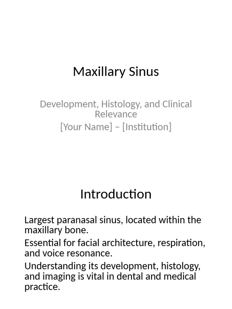 Maxillary Sinus: Development & Clinical Insights | PDF | Human Head And ...