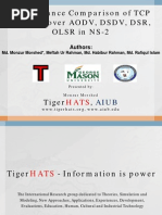 Download Oral  Presentation - Performance Comparison of TCP variants over AODV DSDV DSR OLSR in NS-2  by TigerHATS SN94081048 doc pdf