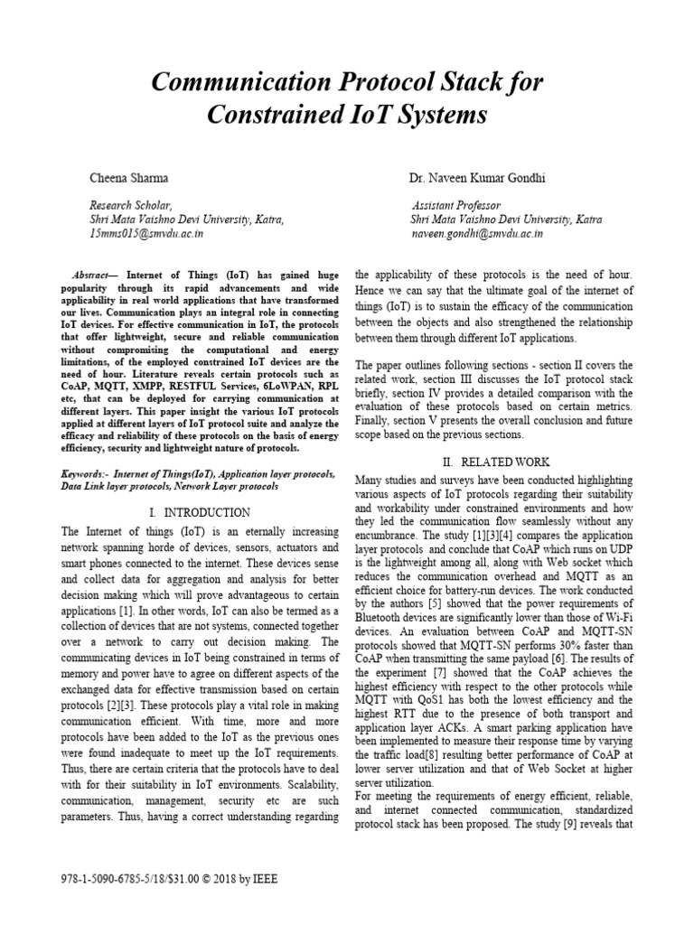 IoT Communication Protocols Analysis | PDF | Computer Network ...