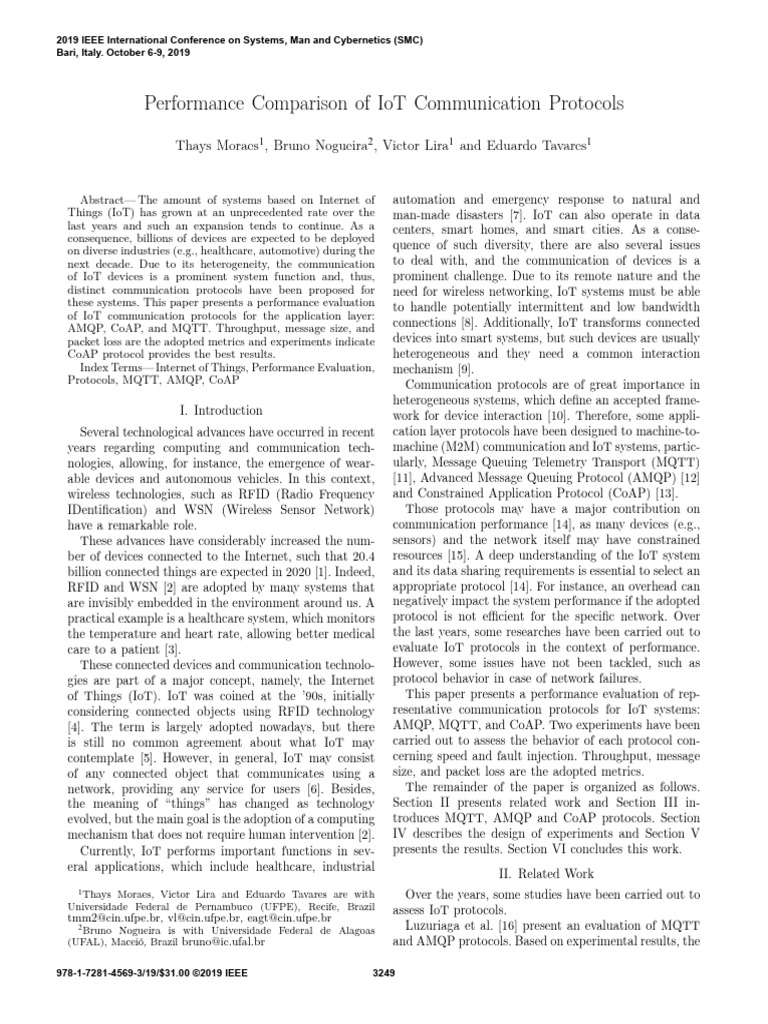 IoT Protocols Performance Evaluation | PDF | Internet Of Things ...