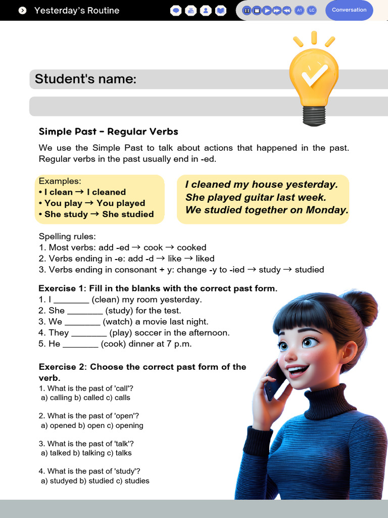 Simple Past Regular Verbs Exercises | PDF | Linguistic Morphology | Grammar