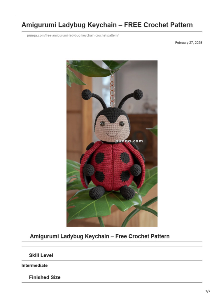 Ladybug Keychain Amigurumi Crochet Pattern (Punqa - Com) | PDF ...