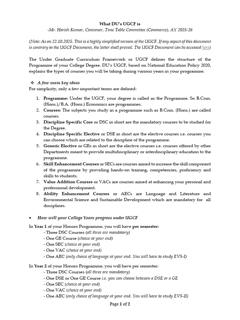 Note 1-What DU's UGCF Is-Revised | PDF | Educational Stages