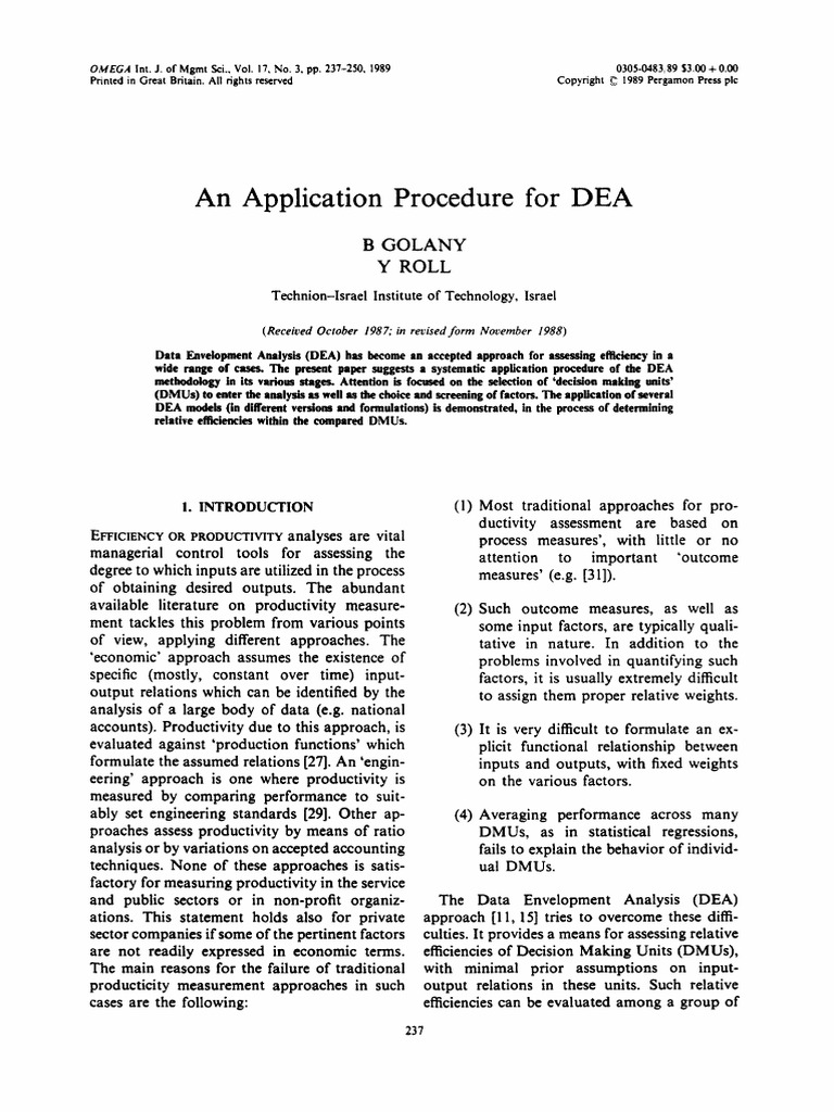 Systematic DEA Application Procedure | PDF