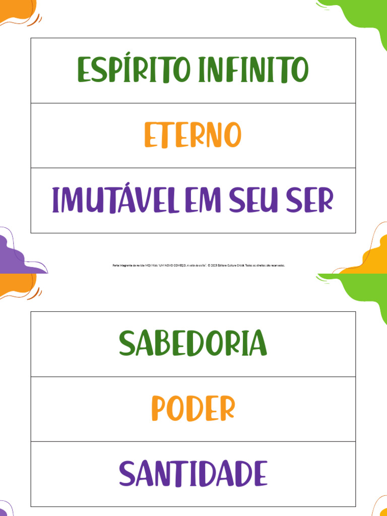 MQV Kids Um Novo Começo Lição 17 Características de Deus | PDF