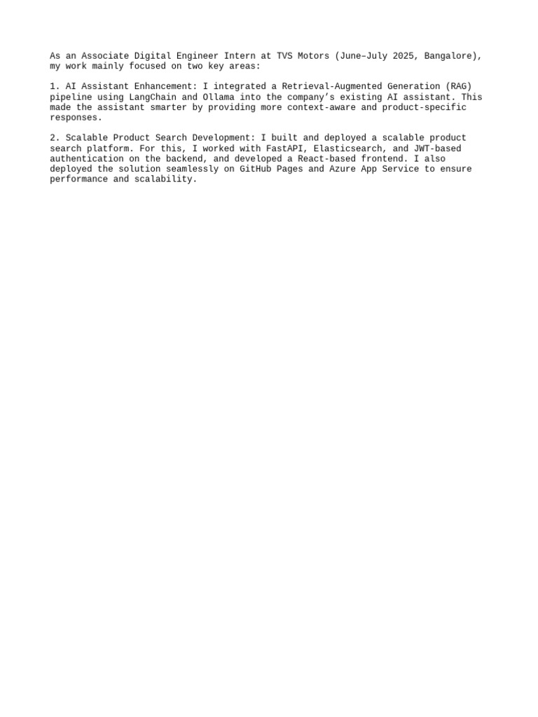 AI Assistant & Product Search Development | PDF