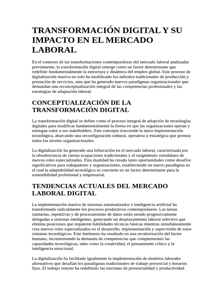 Impacto de la Transformación Digital en el Empleo | PDF | Economias