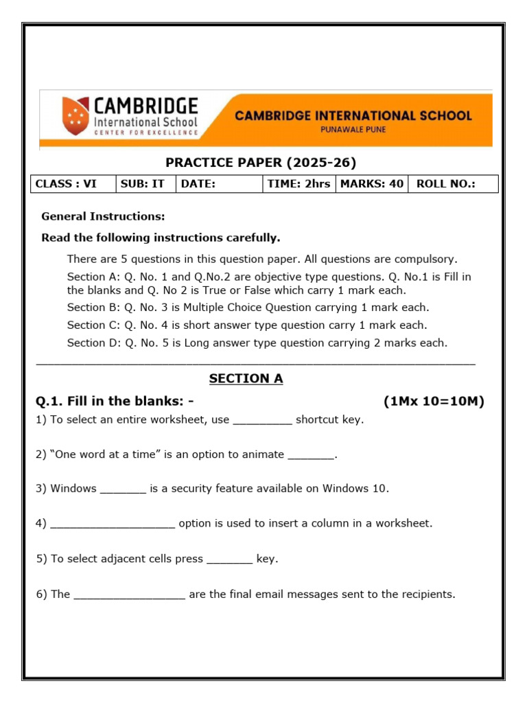 Grade 6 It Practice Paper - 1758972134410 030417 | PDF | Microsoft ...