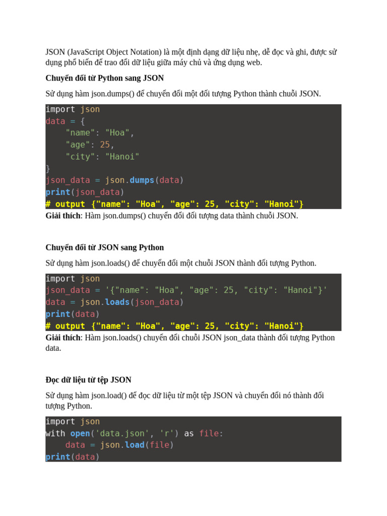 Lập Trình JSON | PDF