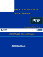 AULA DE RESISTÊNCIA DO MATERIAIS - Matéria AV1