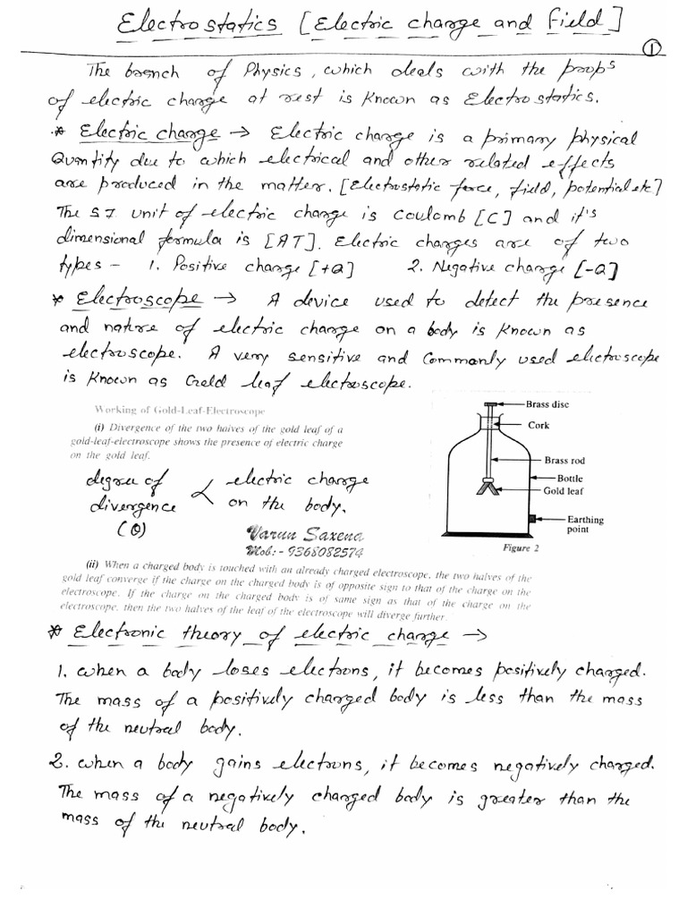 CH 1 Electric Charge and Field | PDF
