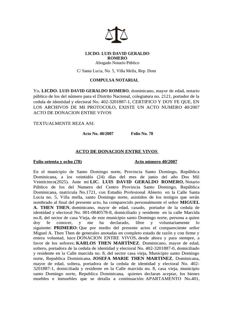 Acto de Donacion Li. Luis GR | PDF | Derecho Civil (Common Law) | Ley común