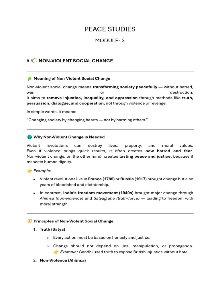 Non-Violent Social Change Principles | PDF | Nonviolence | Mahatma Gandhi