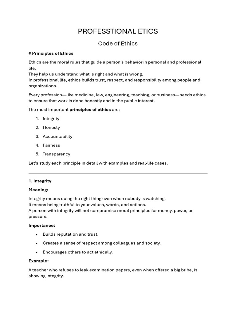 Professional Ethics: Key Principles Explained | PDF | Informed Consent ...