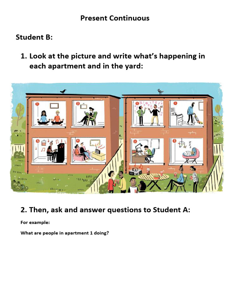 Present Continuous Activities Worksheet | PDF