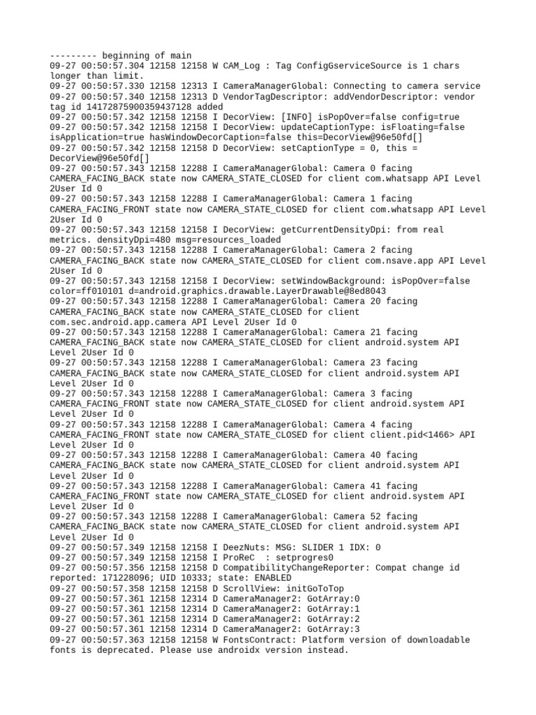 Camera Service Log Analysis | PDF | Software | Computing