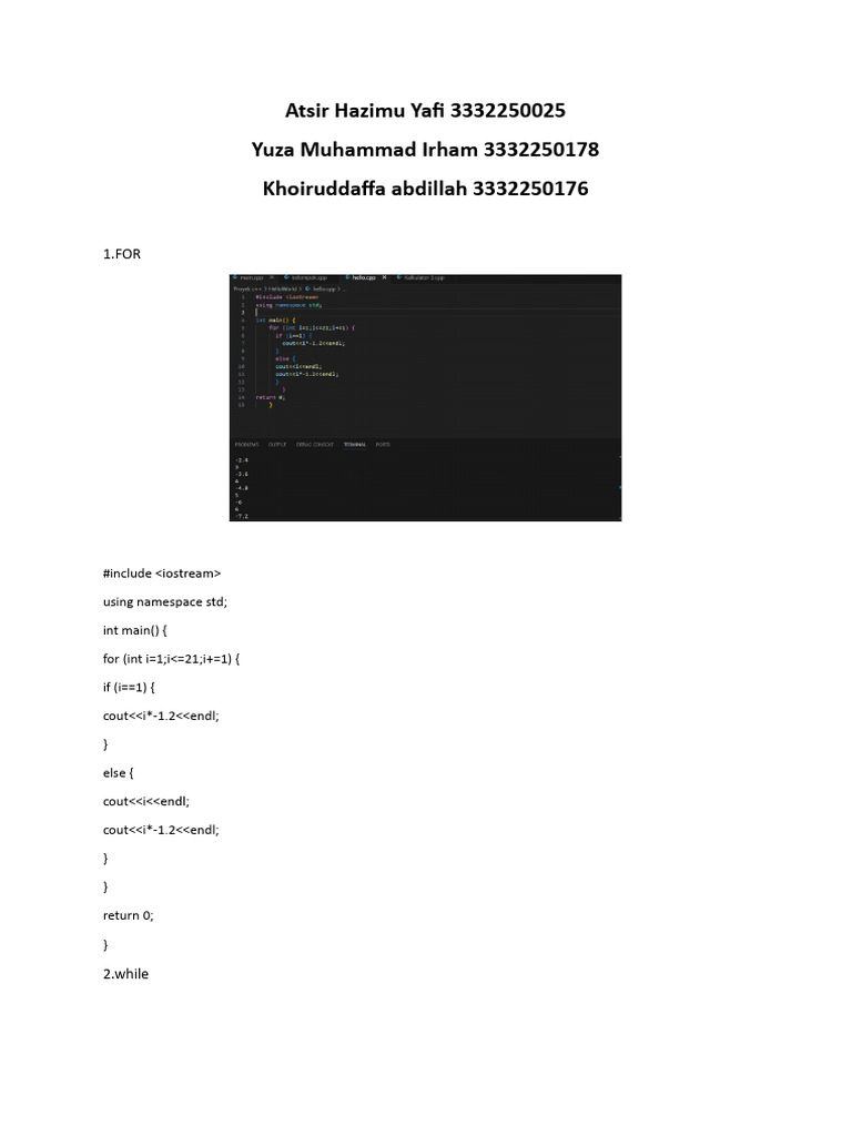C++ Loop Examples: For, While, Do-While | PDF
