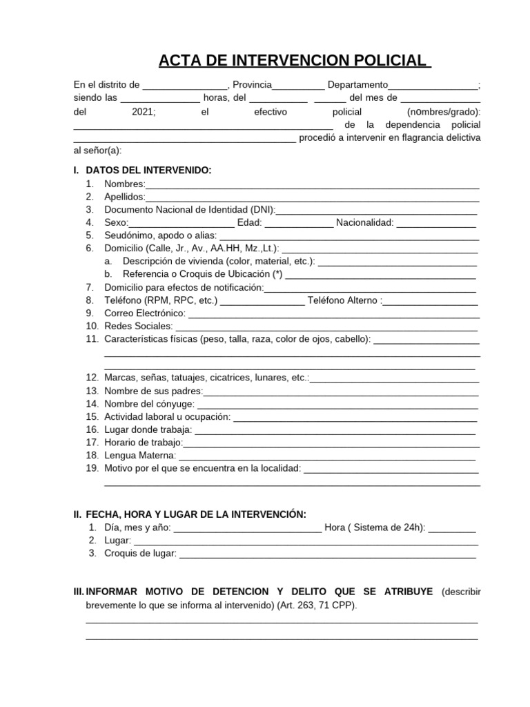 Acta de Intervención Policial 2021 | PDF | Justicia | Crimen y violencia