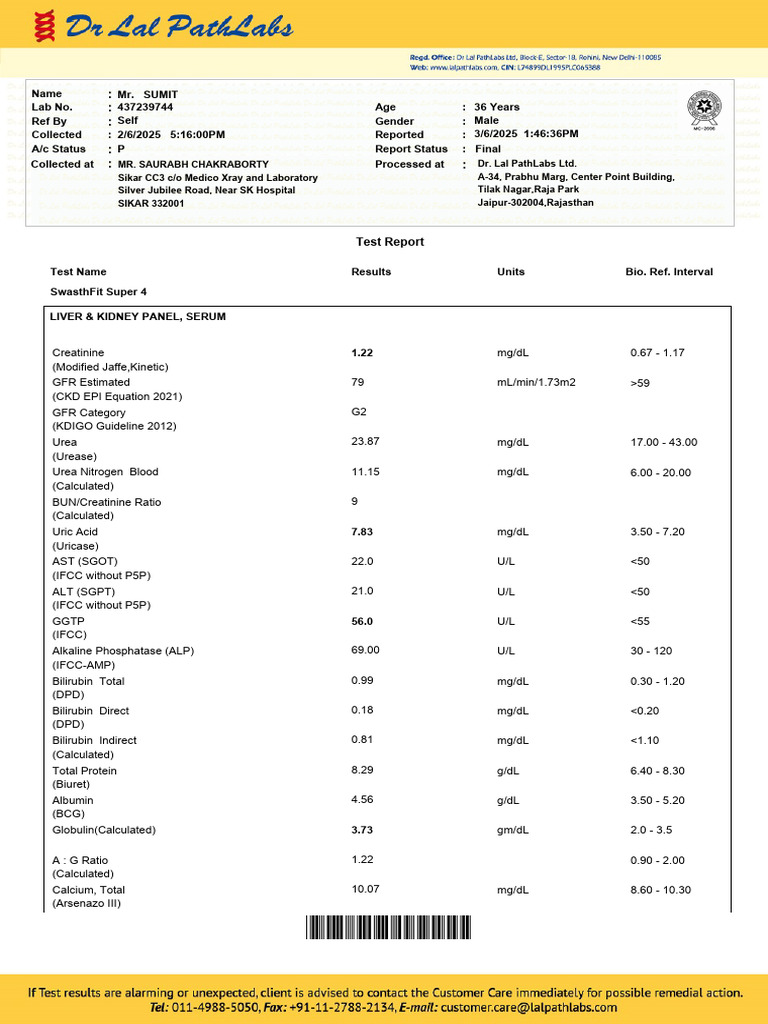Blood Report | PDF | Endocrine System | Medical Specialties