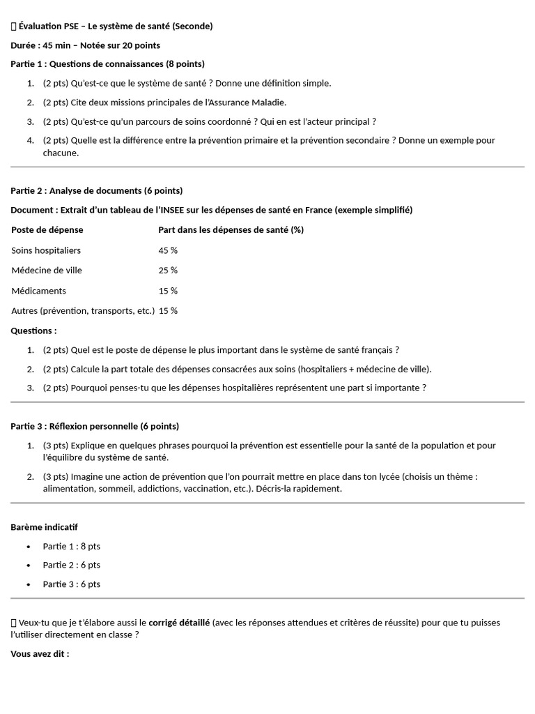Évaluation PSE : Système de santé | PDF | Hôpital | Vaccination