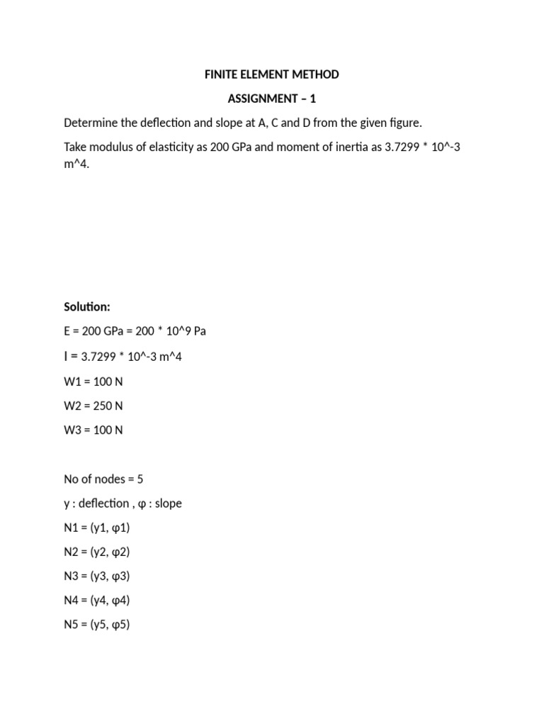 Finite Element Method Deflection Analysis | PDF | Classical Mechanics ...