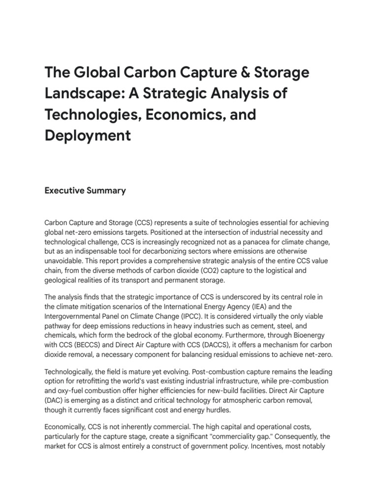 Global Carbon Capture & Storage Analysis | PDF | Carbon Capture And ...