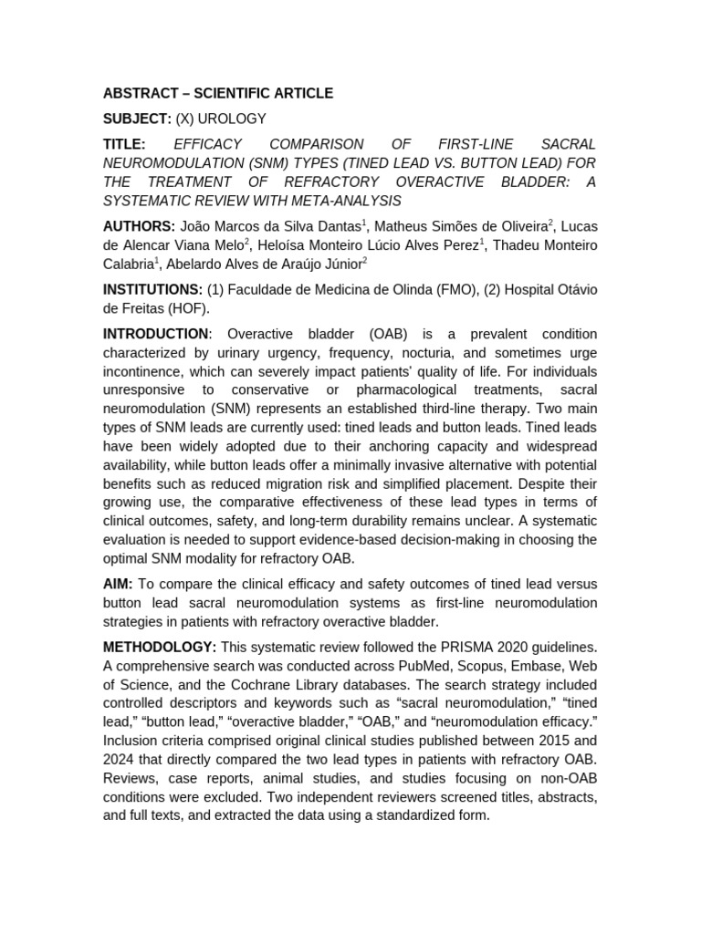 Abstract - Scientific Article Subject: Title | PDF | Medical ...
