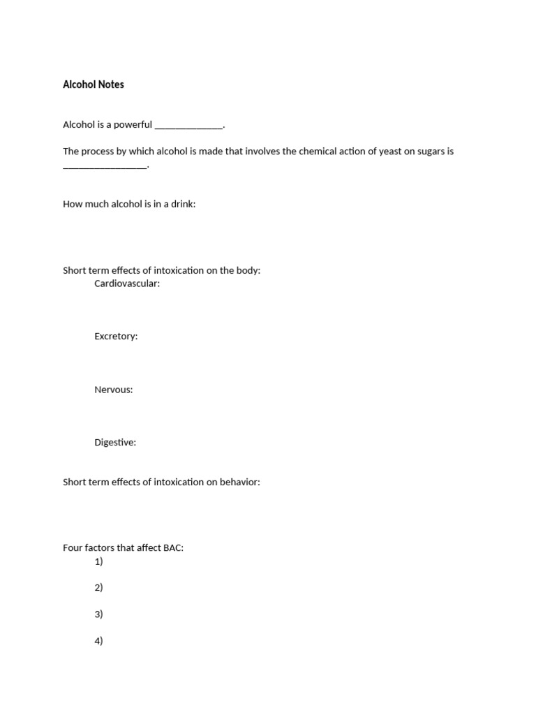 Alcohol Effects and Risks Explained | PDF