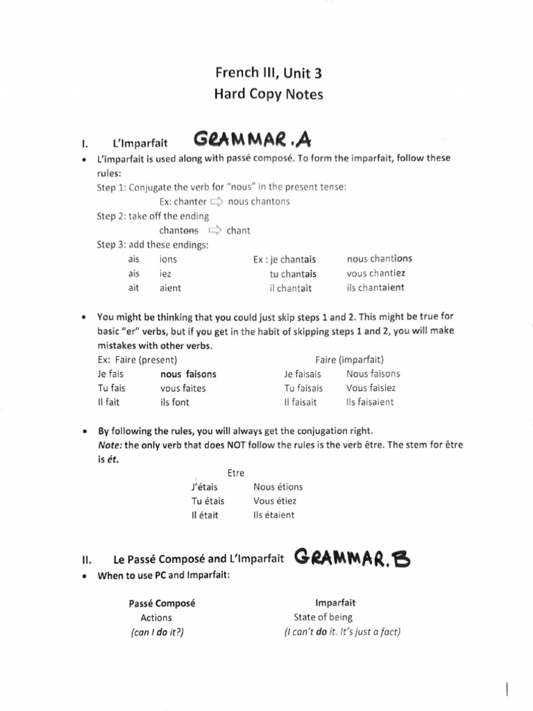 Unit 3 Grammar A & B Notes-1 | PDF