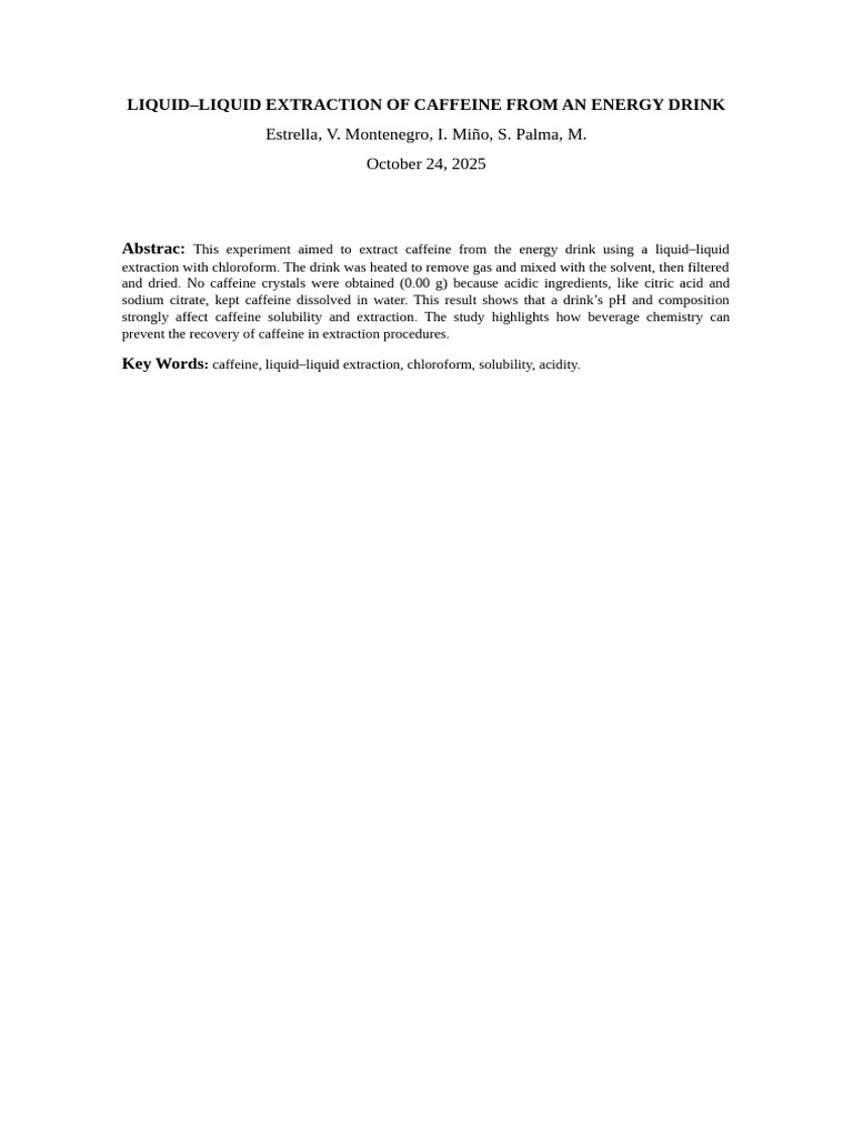 Caffeine Extraction Log | PDF | Solubility | Solvent