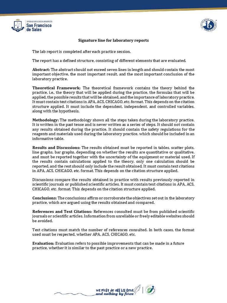 Signature Line For Laboratory Reports | PDF | Methodology | Citation