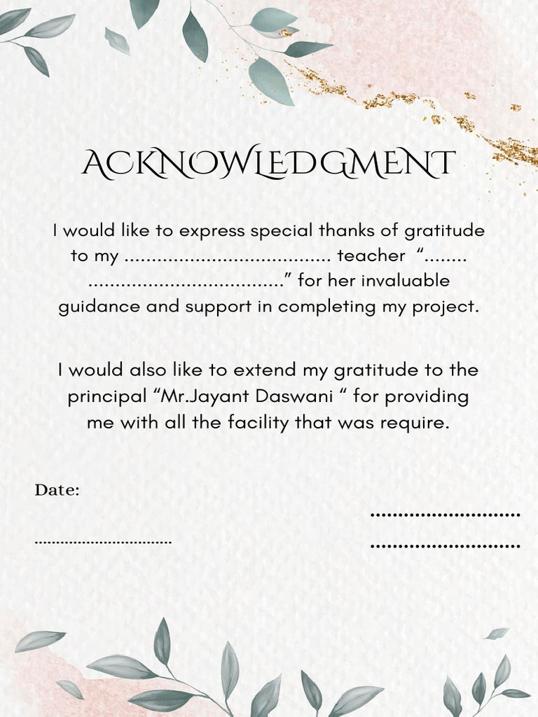 Project Acknowledgment and Thanks | PDF